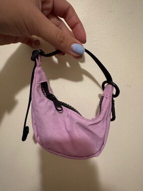 BAGGU Lilac Pink Mini Key & Card Holder with Black Strap